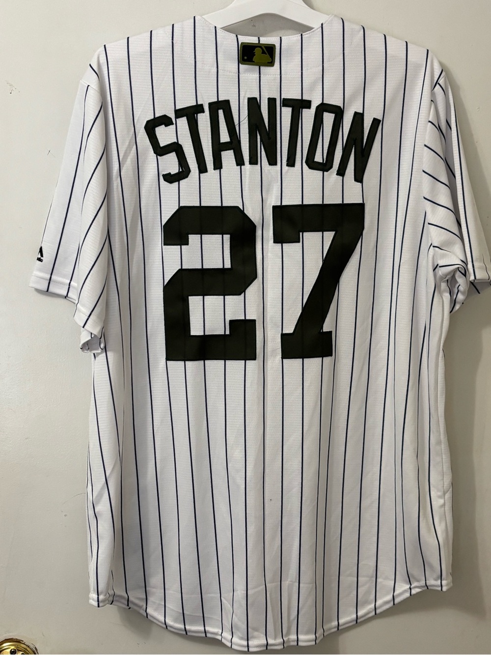 Majestic White Pinstripe Stanton Jersey #27